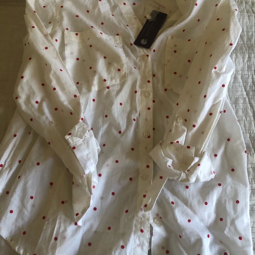 Gloria Vanderbilt orange Polkadot shirt - Picture 4 of 4